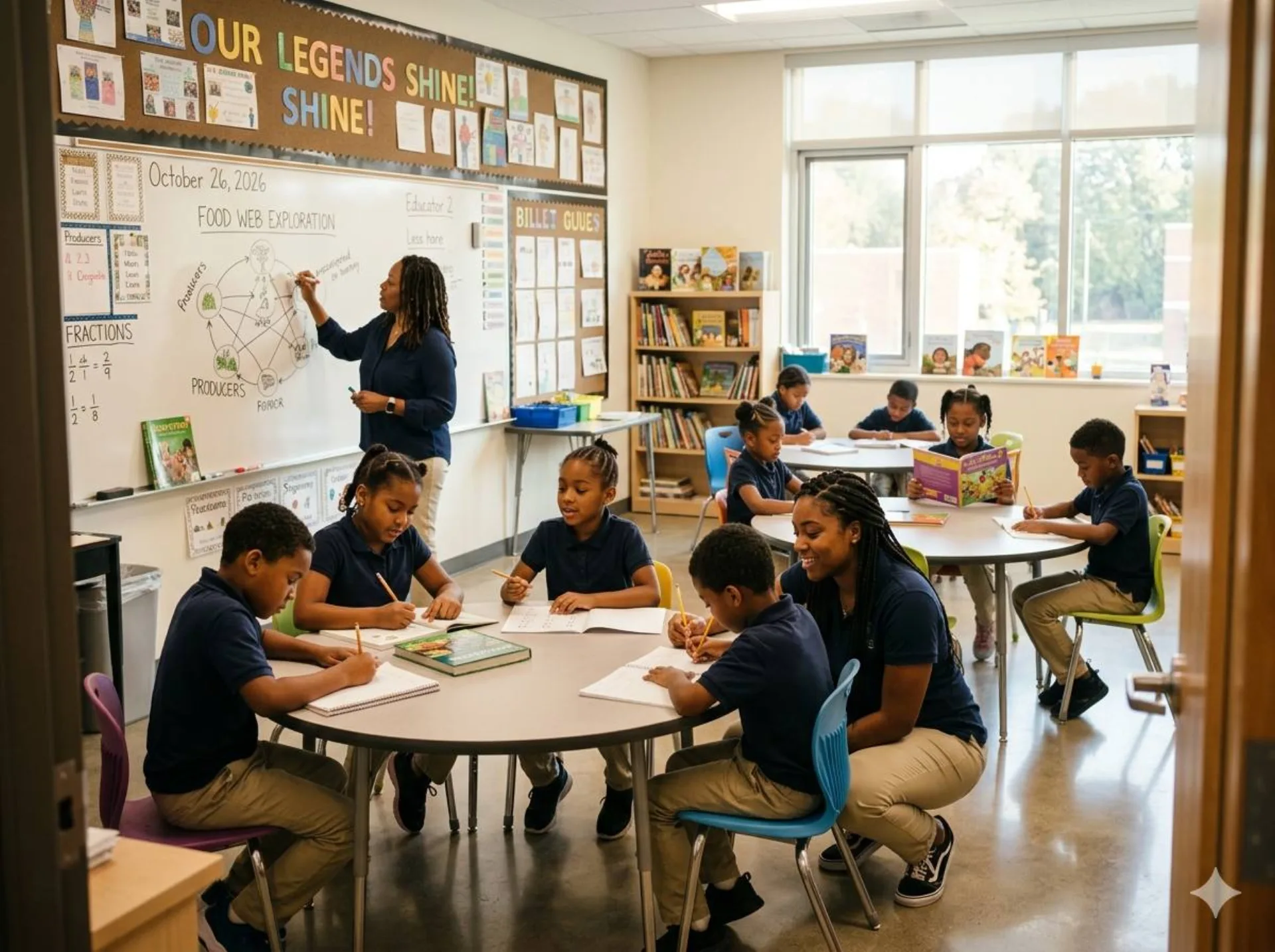 Scholars and two educators in small group learning